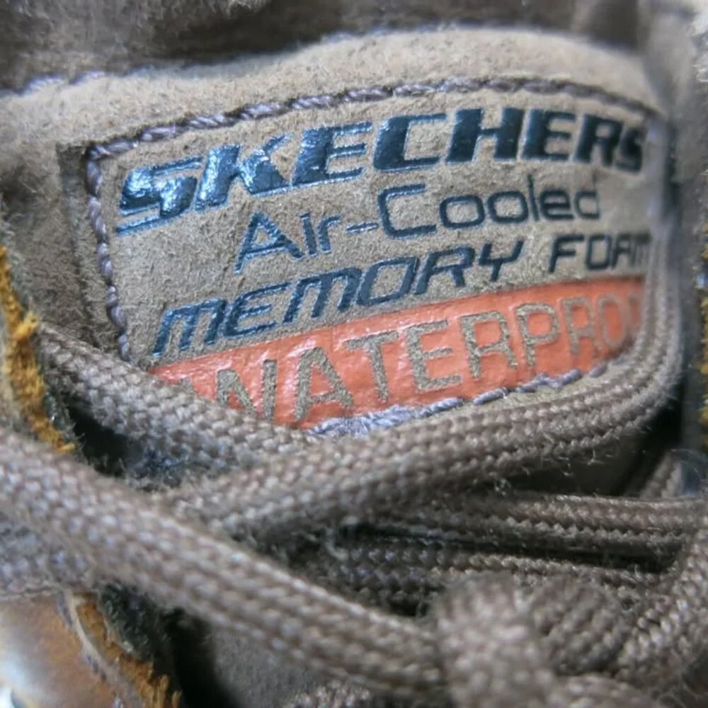 Skechers Nubuck Leather Waterproof Hiking Men's Work Boots Soft Toe Sz 10
